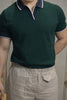 DEEP GREEN CONTRAST TRIM PIQUE MEN’S POLO T-SHIRT 532