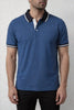 ROYAL BLUE STRIPED COLLAR PIQUE MEN’S POLO T-SHIRT 531