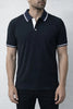 NAVY BLUE PREMIUM PIQUE POLO T-SHIRT WITH CONTRAST COLLAR 538