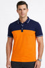 ORANGE & NAVY COLOR BLOCK PIQUE MEN’S POLO T-SHIRT 539