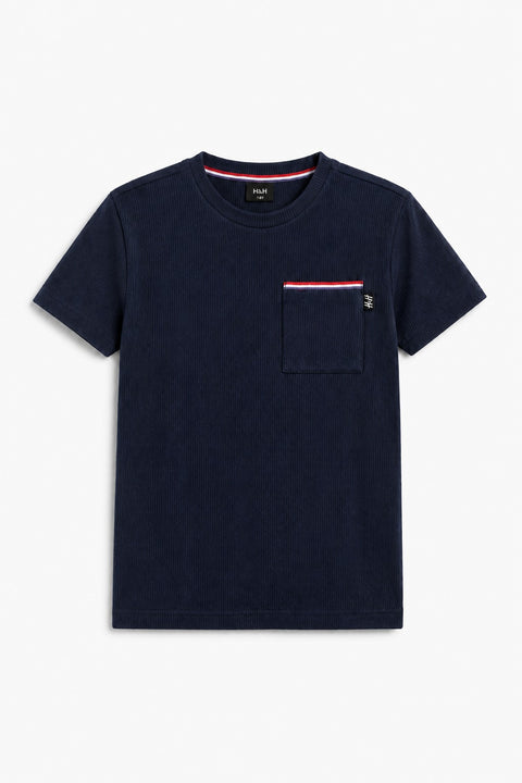 MEN'S NAVY COTTON THERMAL TAPE POCKET T-SHIRT 544