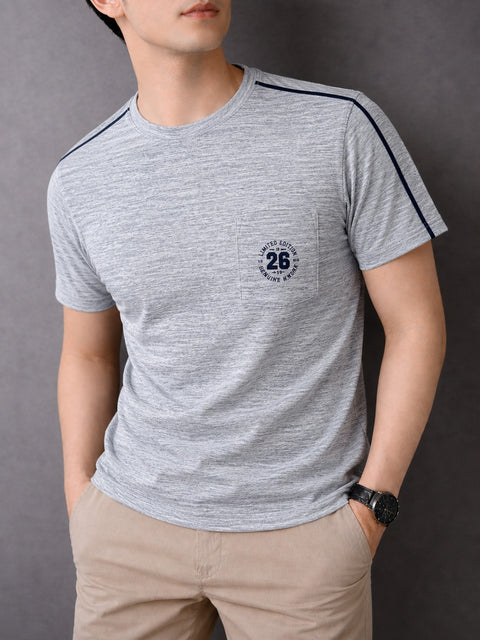 GREY RELAXED FIT MELANGE JERSEY MEN'S T-SHIRT 544
