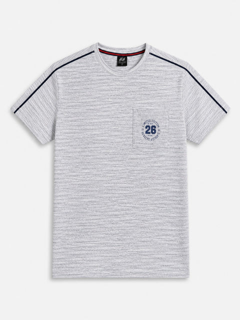 GREY RELAXED FIT MELANGE JERSEY MEN'S T-SHIRT 544