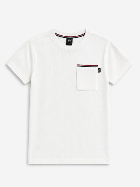 MEN'S WHITE COTTON THERMAL TAPE POCKET T-SHIRT 539