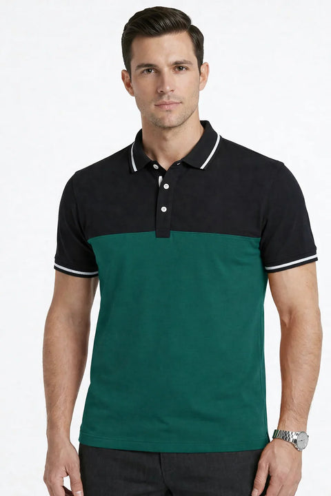 Navy & Blue with Navy Collar Men's Polo Shirts 538