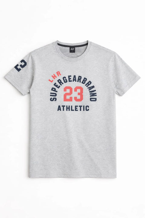 LIGHT GREY SUPERGEAR ATHLETIC PRINTED MEN’S T-SHIRT 540