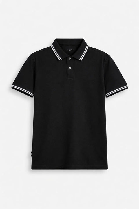 NAVY BLUE PREMIUM PIQUE POLO T-SHIRT WITH CONTRAST COLLAR 538