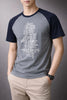 GREY TYPOGRAPHIC PRINTED MEN’S RAGLAN T-SHIRT 538