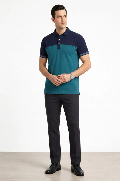 Navy & Blue with Navy Collar Men's Polo Shirts 538