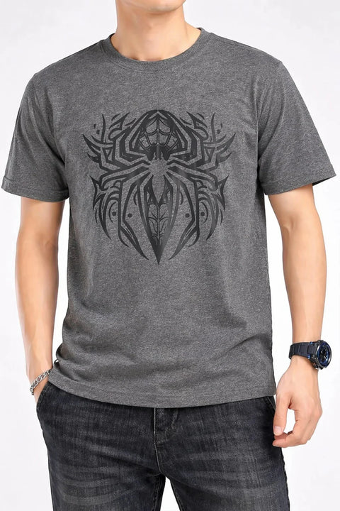 CHARCOAL GREY SPIDER HIGH DENSITY PRINTED MEN’S JERSEY T-SHIRT 540