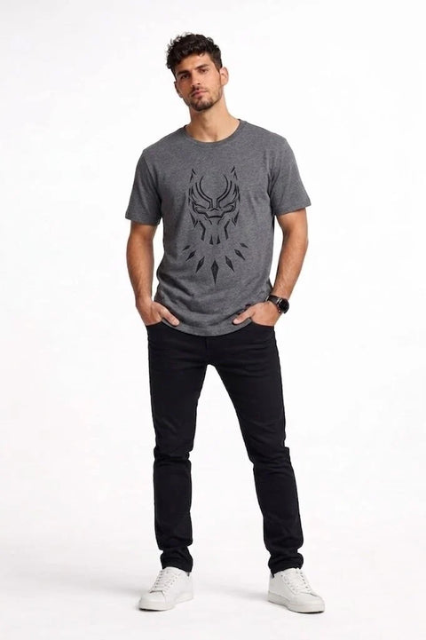 GREY TRIBAL WARRIOR HIGH DENSITY PRINTED MEN’S JERSEY T-SHIRT 546