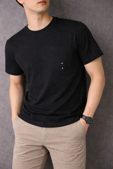 BLACK JERSEY MEN’S T-SHIRT WITH CHEST POCKET 540