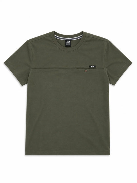 Olive Green Chest Line Pocket Men's T-Shirt
