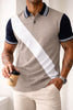MEN'S BEIGE CONTRAST STRIPE PREMIUM PIQUE POLO T-SHIRT 533
